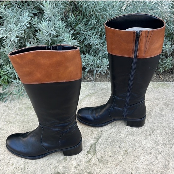 David Tate Women's Rider Black & Brown Leather Boots Size 7 - Picture 3 of 12